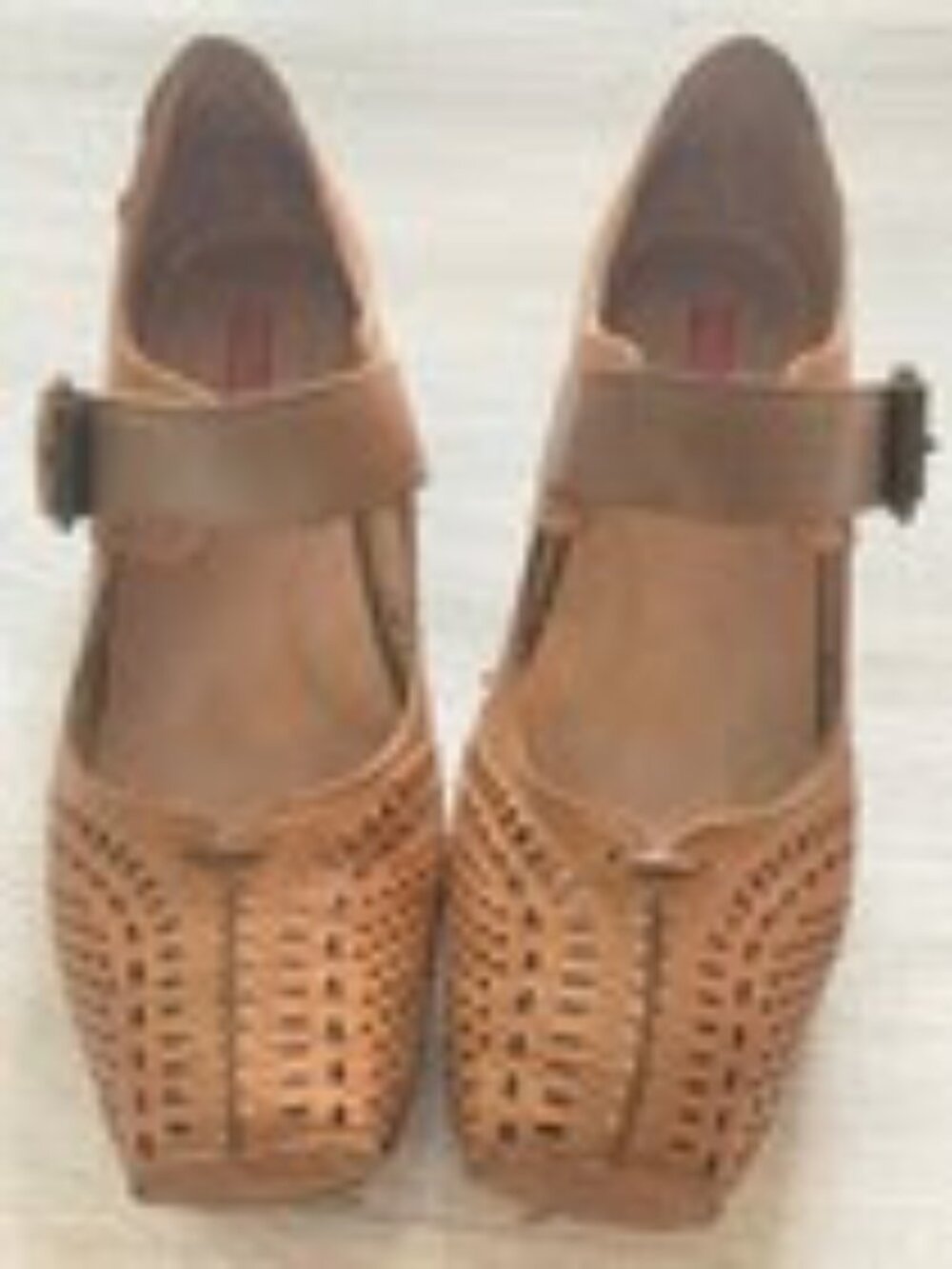 Pikolinos 36 Women’s Leather Tan Mary Jane Square Toe Low Heel